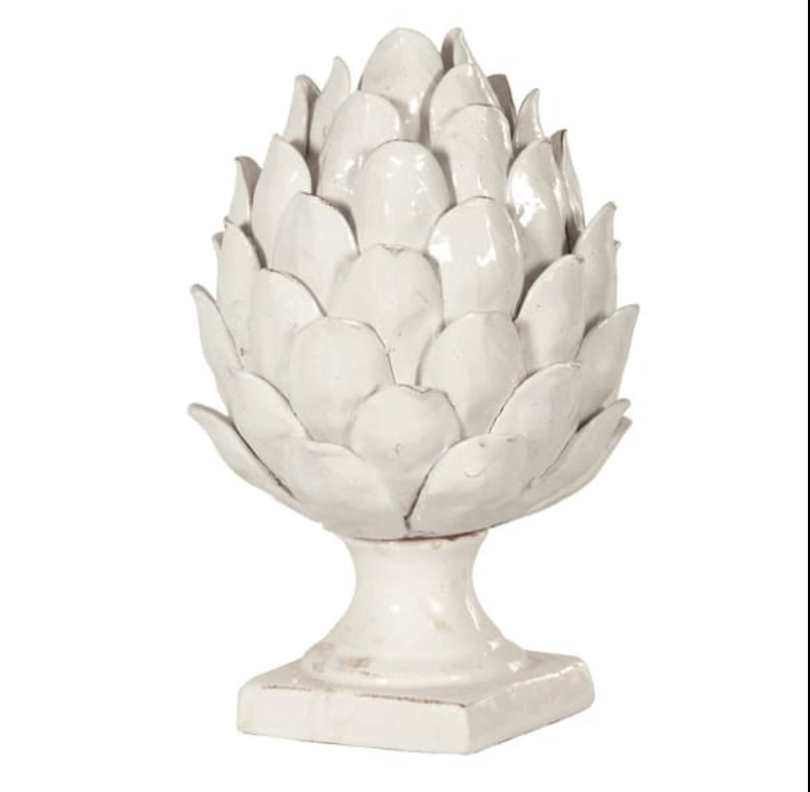 Soft White Ceramic Artichoke on Stand