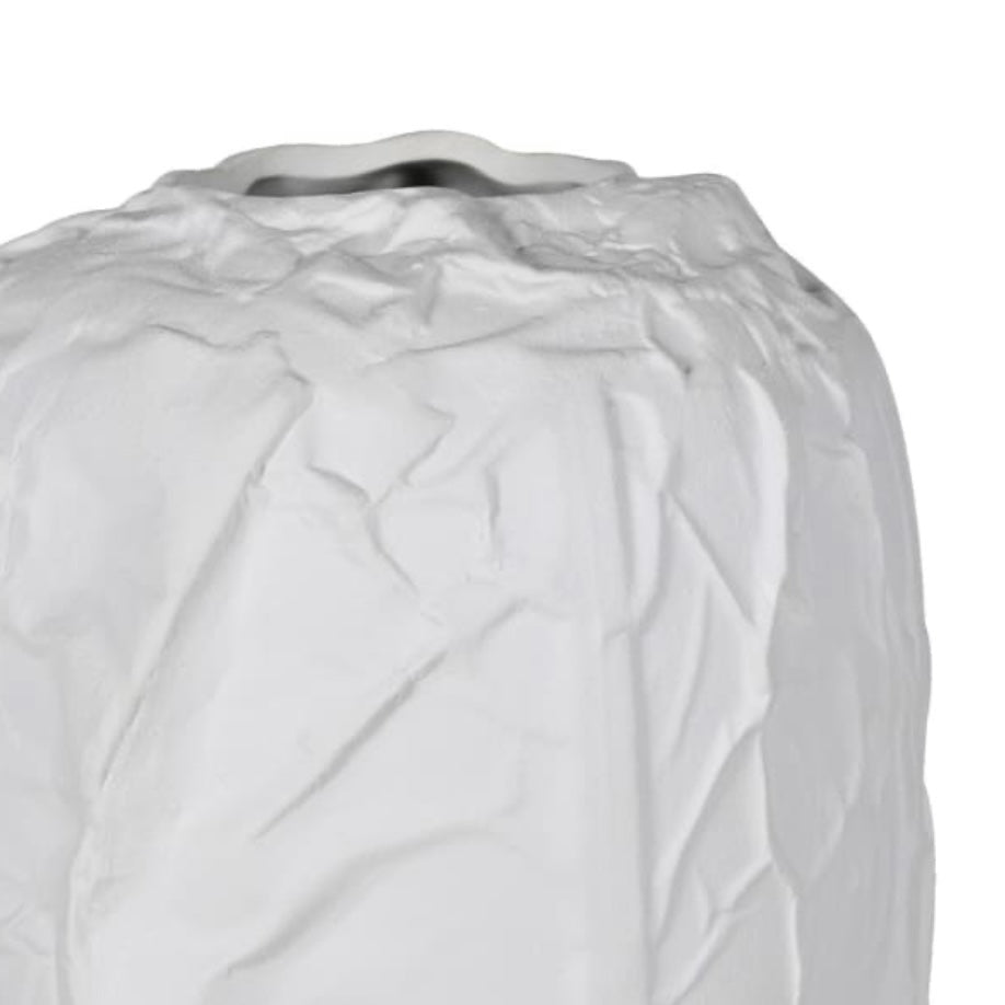 Tall White Crinkle Vase