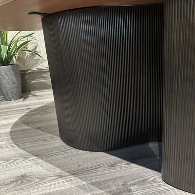 Ex Display Travertine Ribbed Base Dining Table