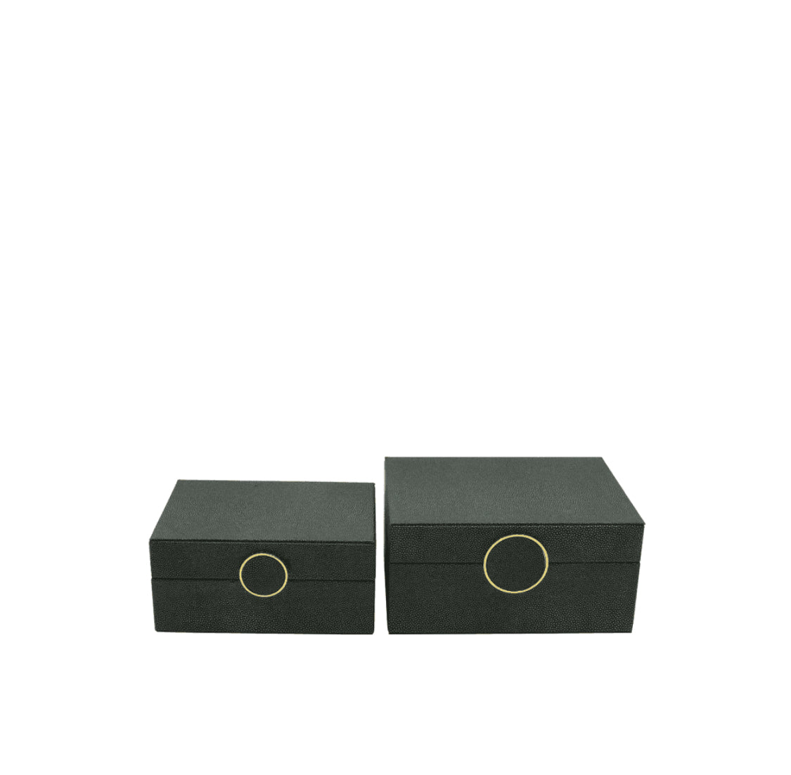 Set of 2 Faux Green Shagreen Boxes