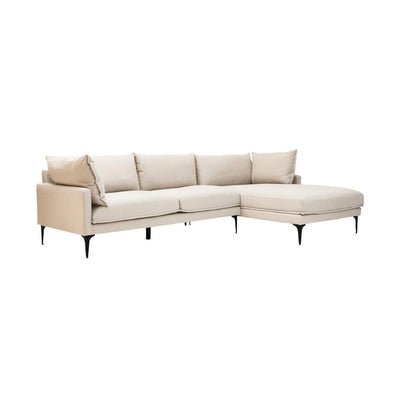 Troyes Cream Three Seat Right Chaise Sofa