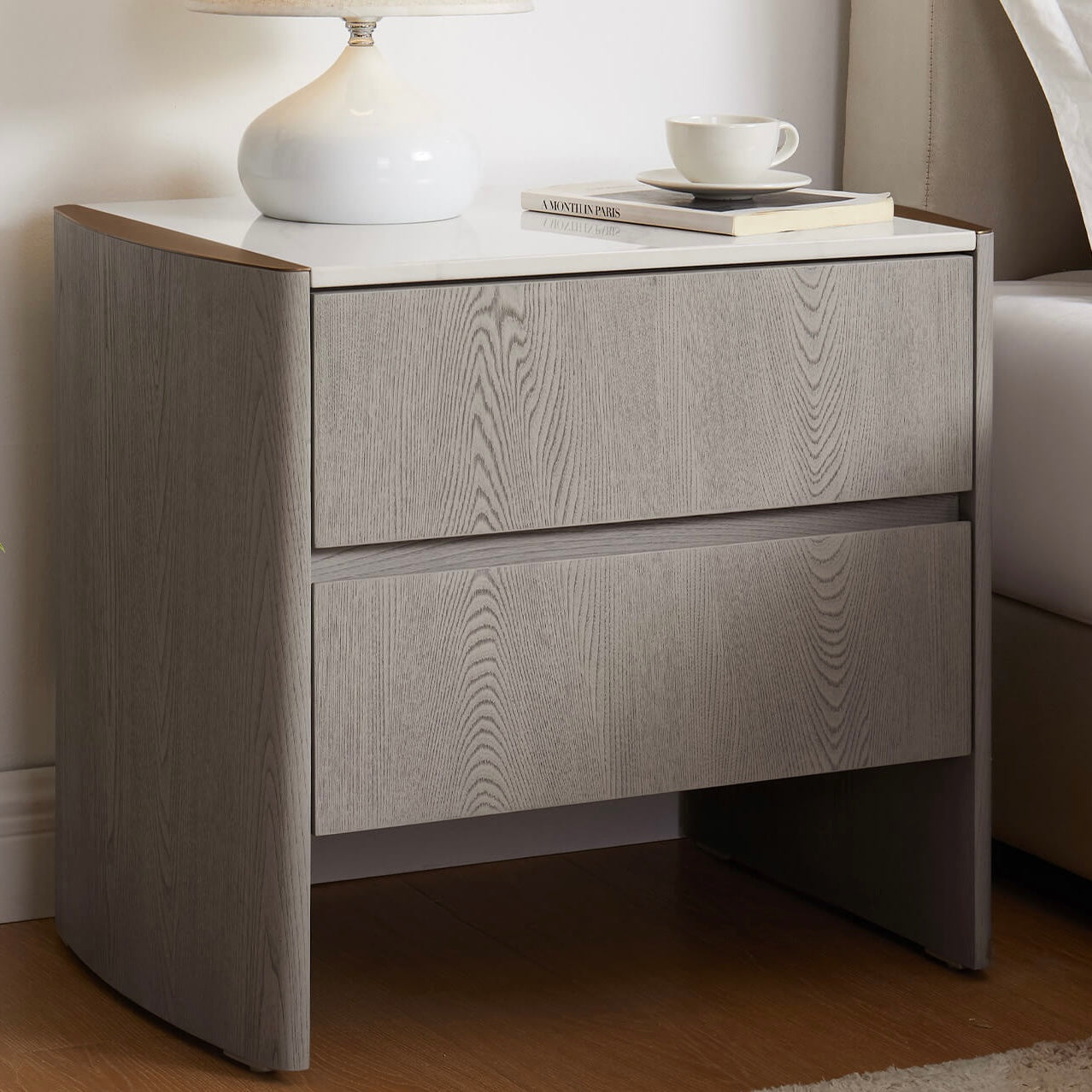 Mondello 2 Drawer Bedside Table Washed Oak
