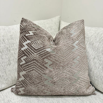 Cut Velvet Taupe Diamond Cushion