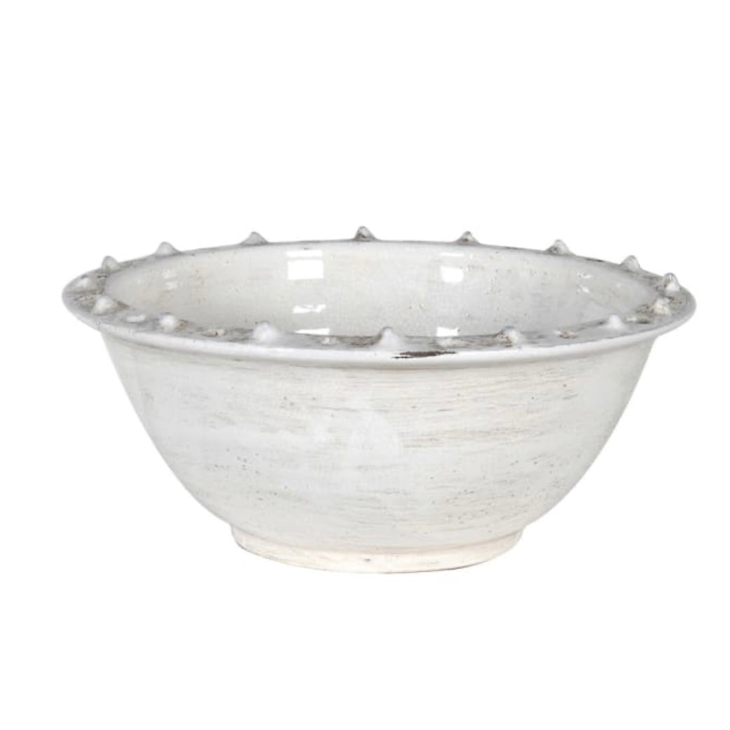 Distressed White Ceramic Bowl