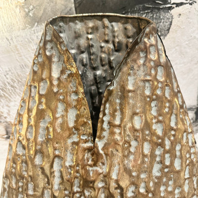 Tall Gold Effect Textured Vase