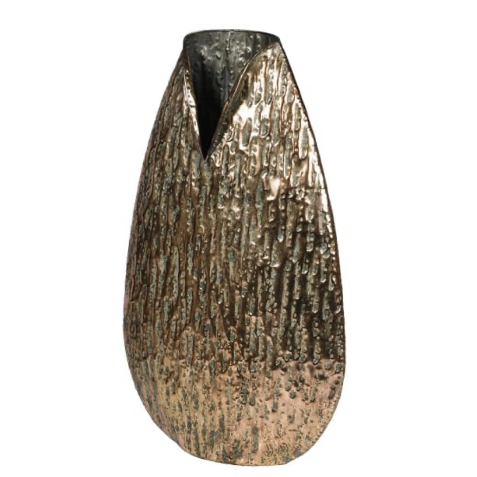 Tall Gold Effect Textured Vase – Tides Home