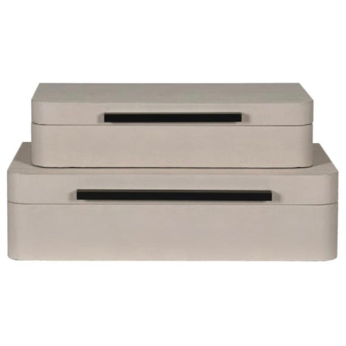 Set of 2 Large Cream Boxes with Black Handles – Tides Home