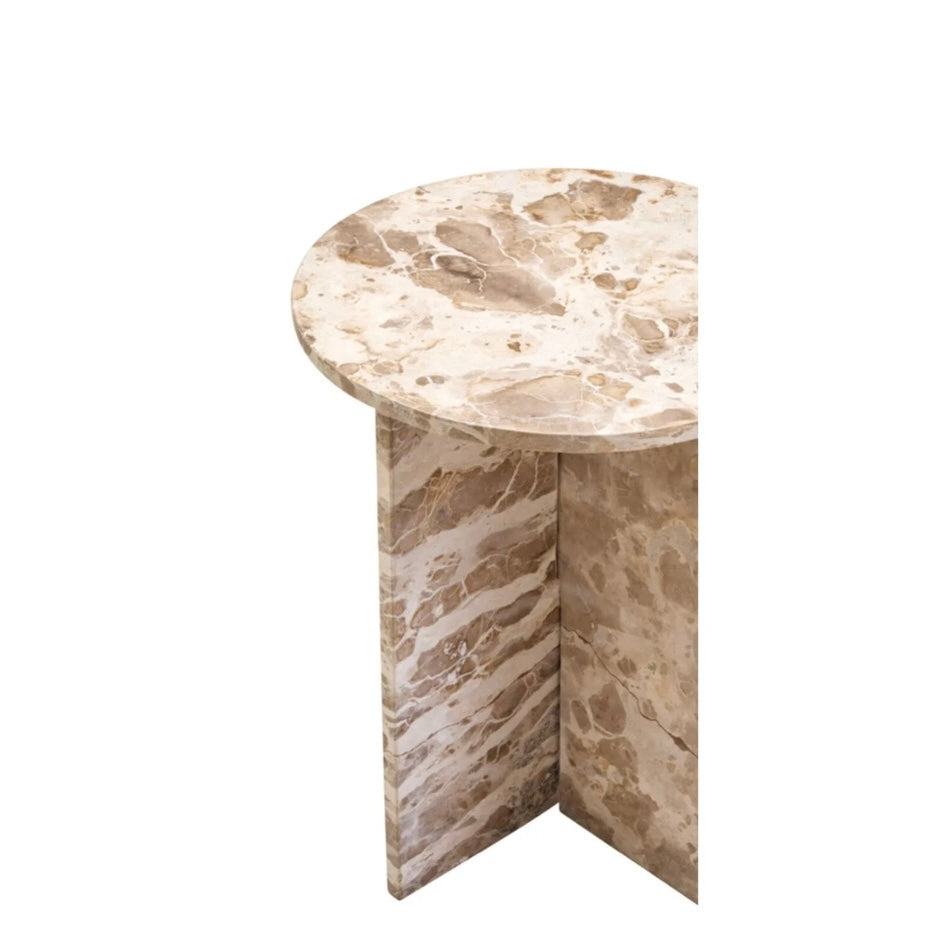 Tides Design Santino Round Chocolate Marble Side Table