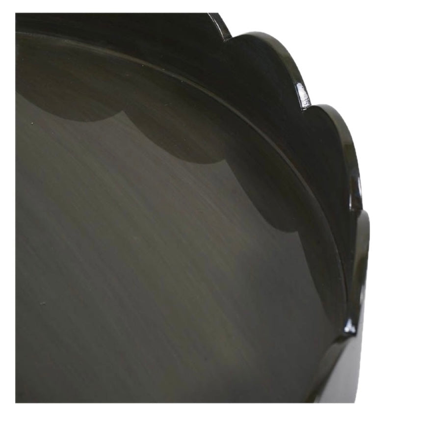 Olive Scalloped Round Tray