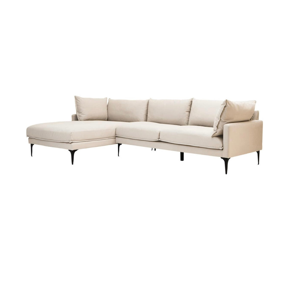 Troyes Cream Three Seat Left Chaise Sofa
