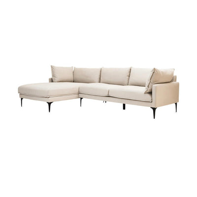 Troyes Cream Three Seat Left Chaise Sofa