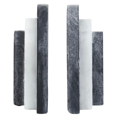 Tides Design Black And White Marble Bookends