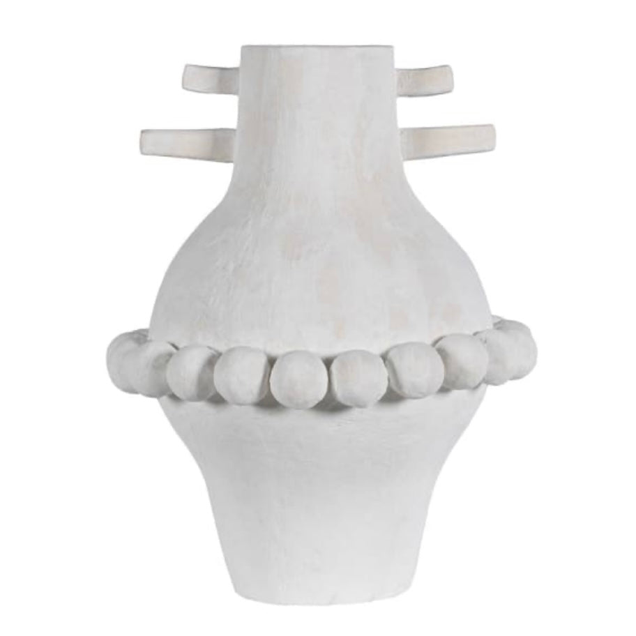 Beaded Ivory Textured Vase
