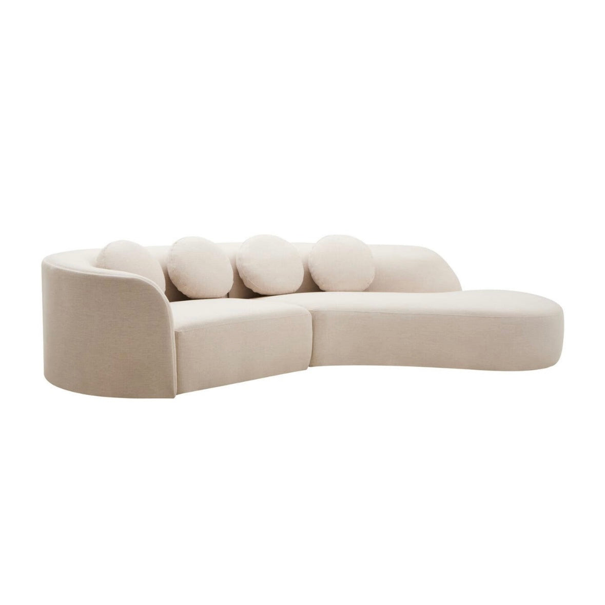 Ovada Cream Linen 3 Seater Curved Sofa