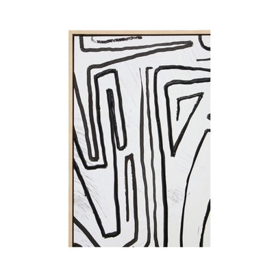 Abstract Black and Cream Textured Wall Art | Modern Geometric Canvas