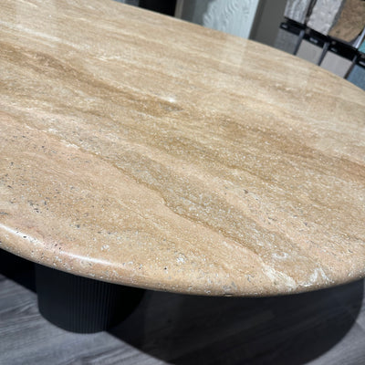 Ex Display Travertine Ribbed Base Dining Table