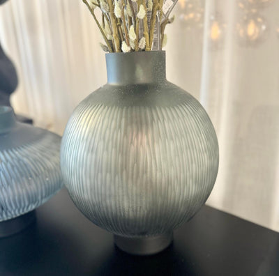 Grey Cut Glass Vase