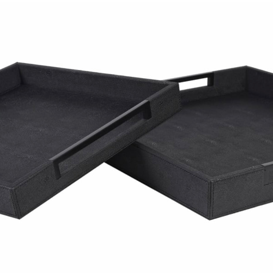 Set of 2 All Black Trays