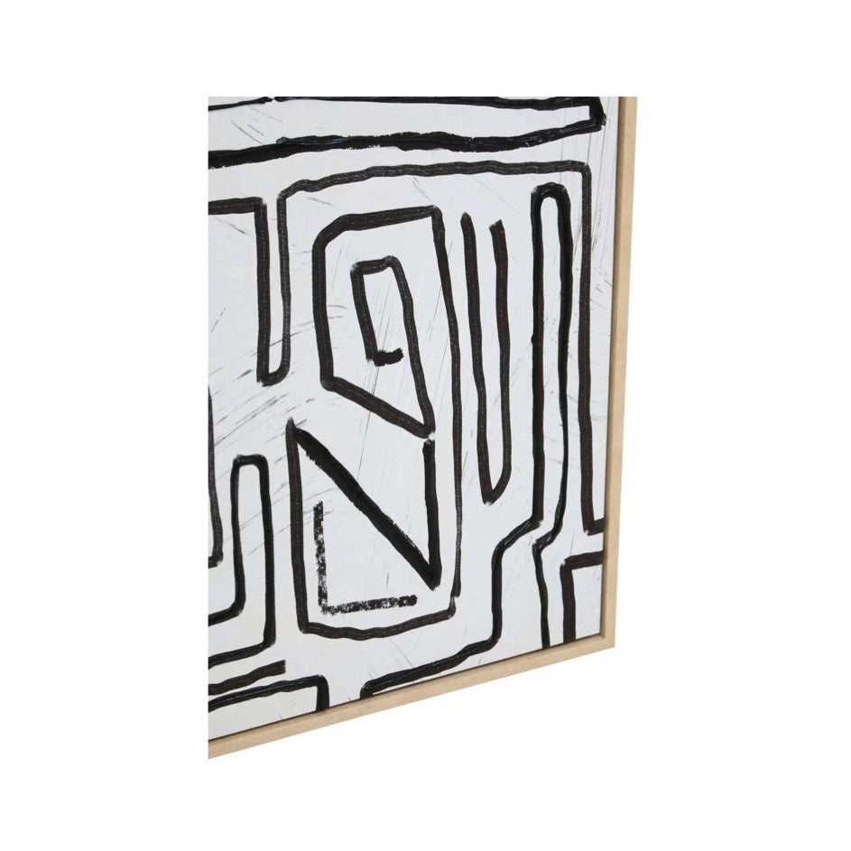 Abstract Black and Cream Textured Wall Art | Modern Geometric Canvas
