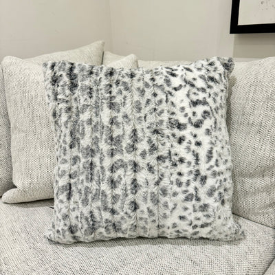 Grey Tactile Faux Fur Cushion