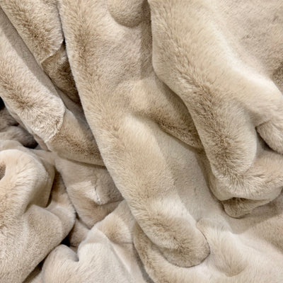 Beige Tactile Faux Fur Throw