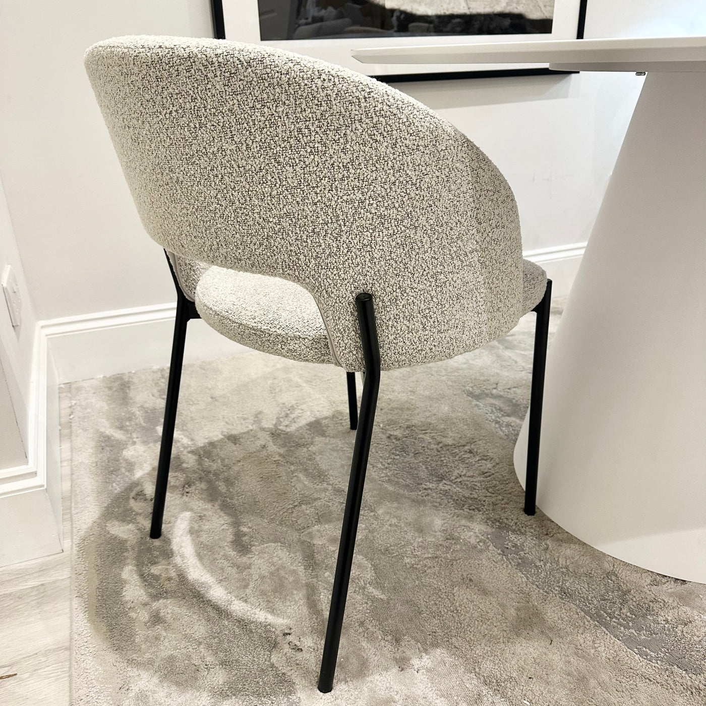Marika Cream/Grey Boucle Dining Chair