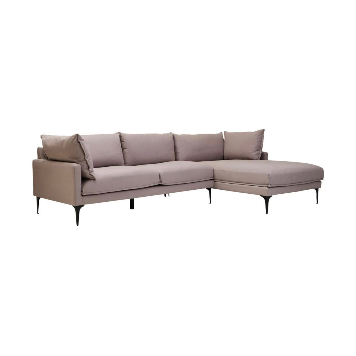 Troyes Grey Three Seat Right Chaise Sofa