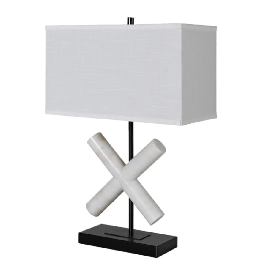 Marble White ‘X’ Table Lamp