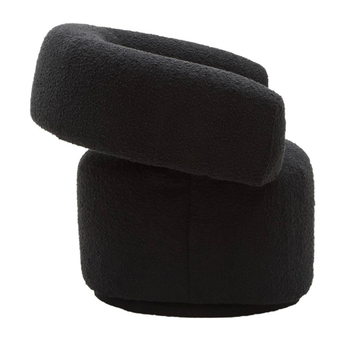 Oliveto Black Boucle Curved Revolving Armchair
