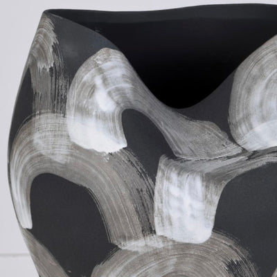 Abstract Black & White Brushstroke Vase