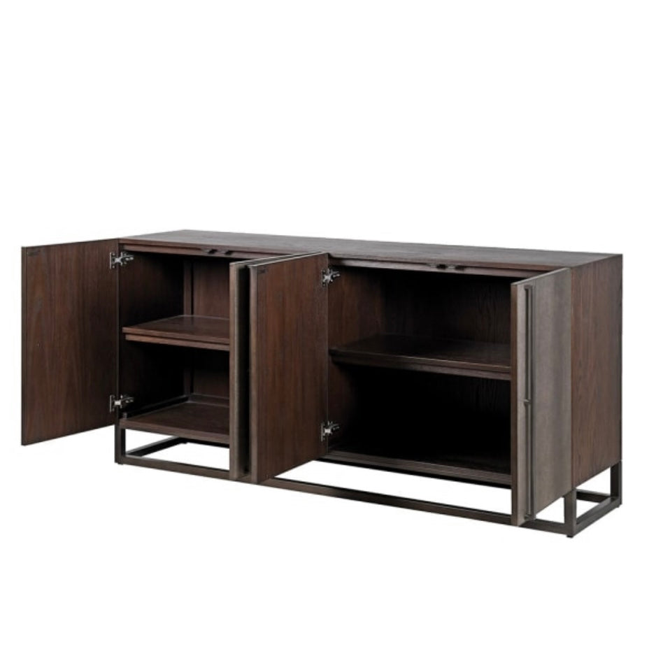 Grey Shagreen Effect Sideboard with Black Frame