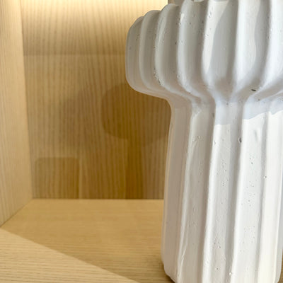 White Ribbed Ceramic Vase
