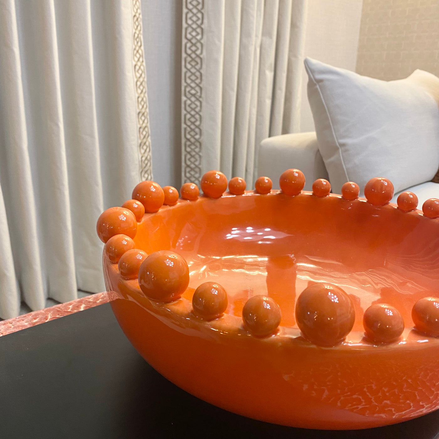 Orange Ceramic Bobble Bowl