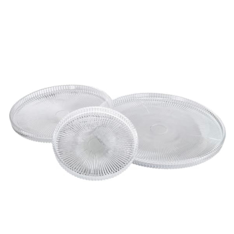 Set of 3 Ribbed Candle Plates