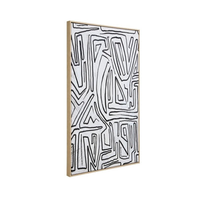 Abstract Black and Cream Textured Wall Art | Modern Geometric Canvas