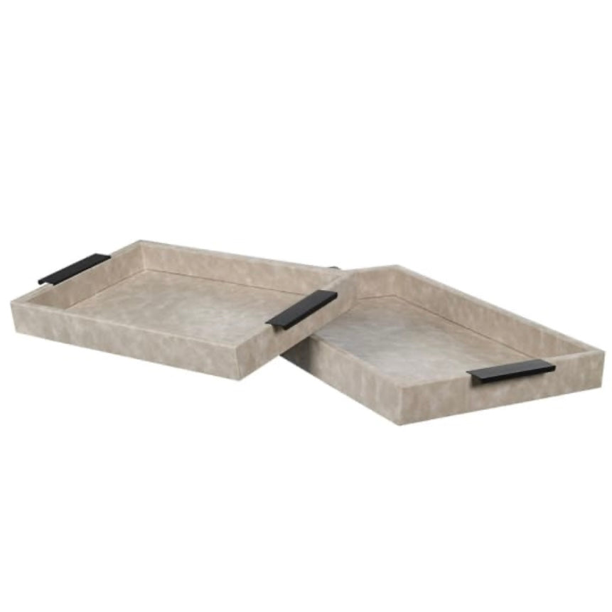 Set of 2 Leather Effect Trays