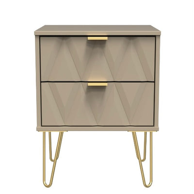 Victoria Diamond 2 Drawer Bedside Table (6 Colours)