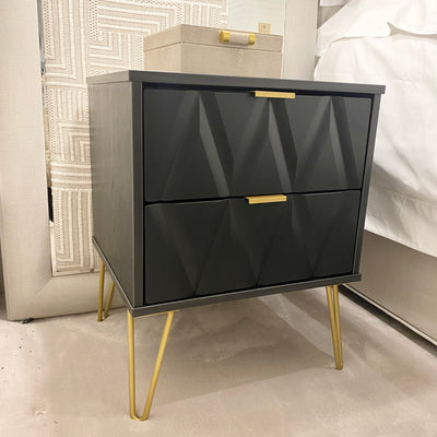 Victoria Diamond 2 Drawer Bedside Table (6 Colours)