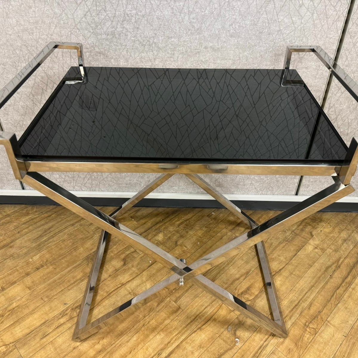 Ex-Display Black Glass Drinks Table