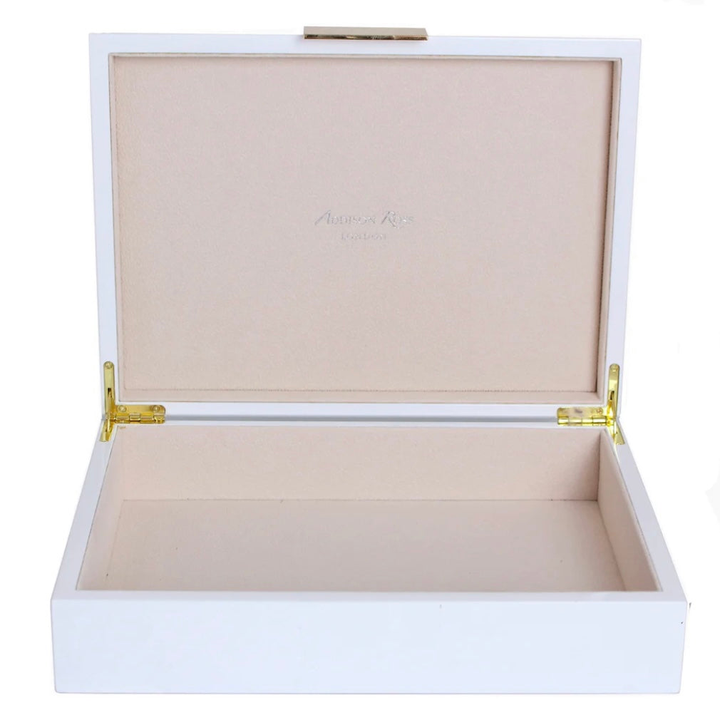 Addison Ross Large White Lacquer Box With Gold