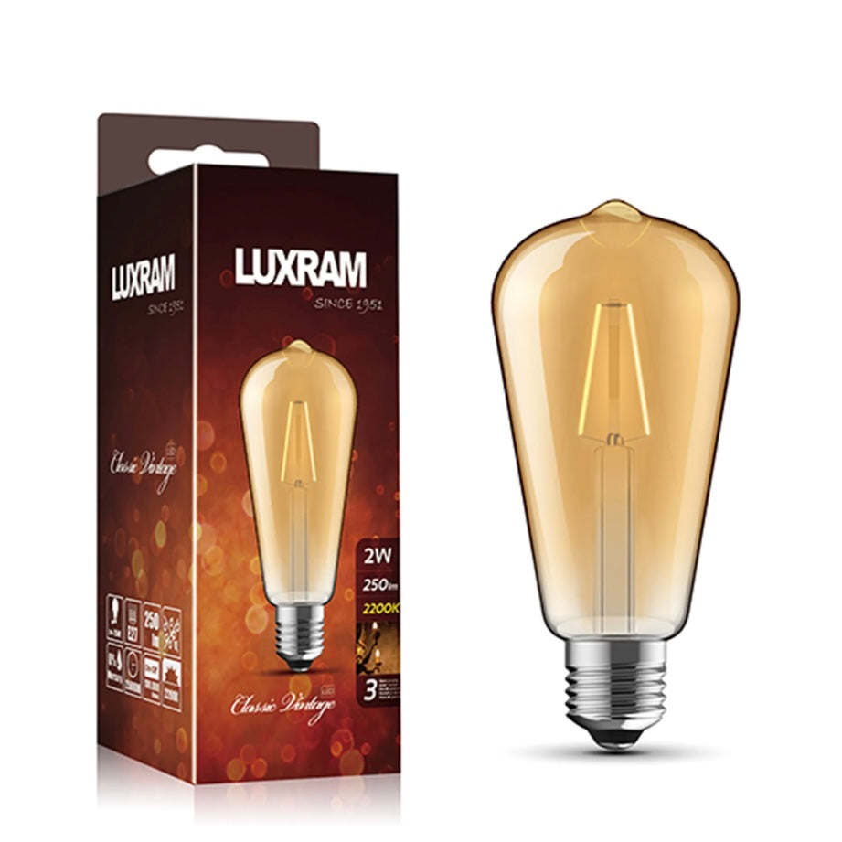 Thomas 3  E27 Warm White Amber Glass Bulb