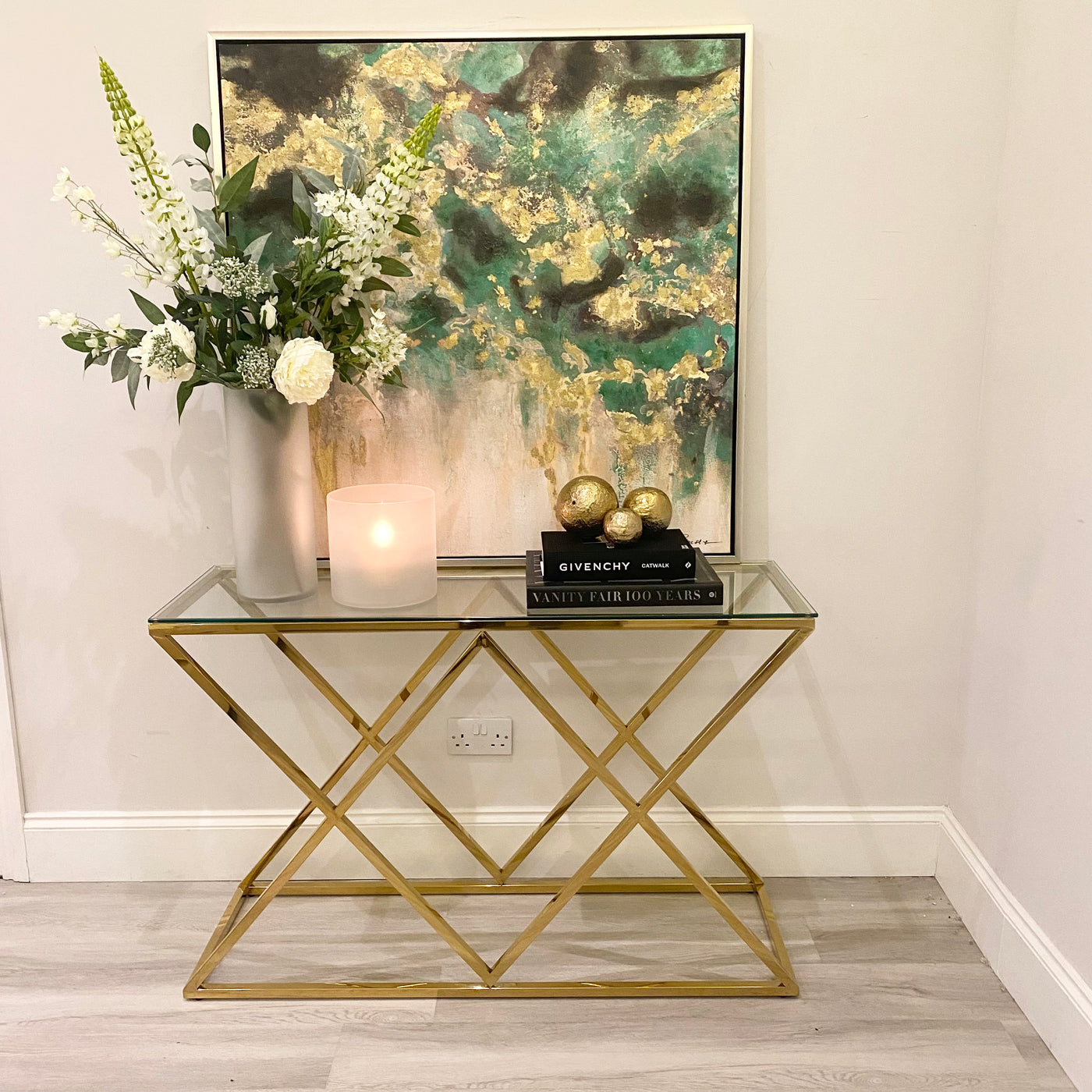 *Ex Display* Diamond Gold Console Table