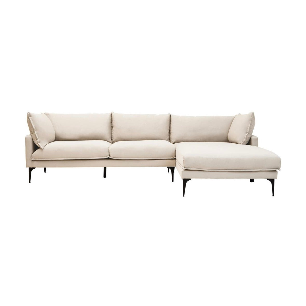 Troyes Cream Three Seat Right Chaise Sofa