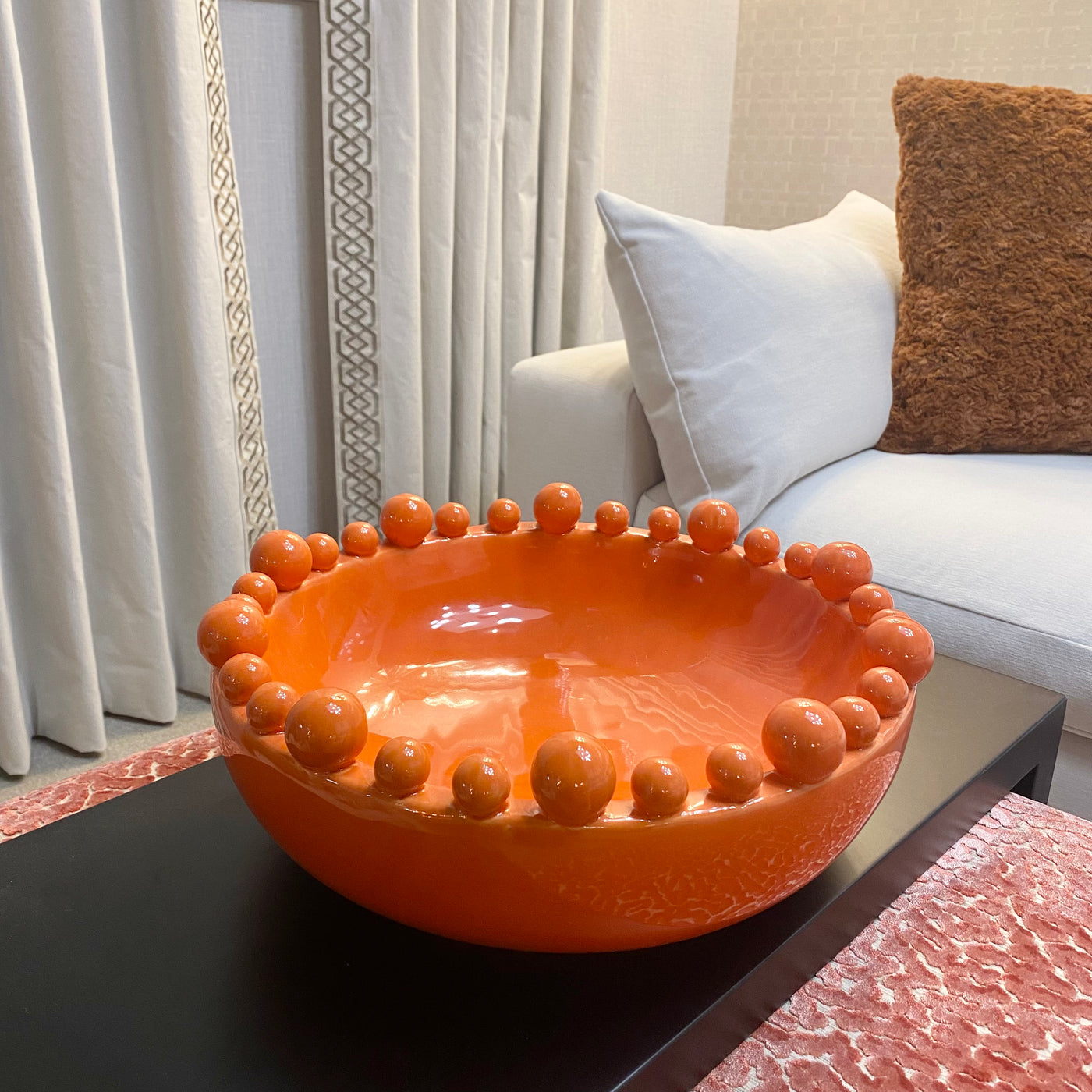 Orange Ceramic Bobble Bowl