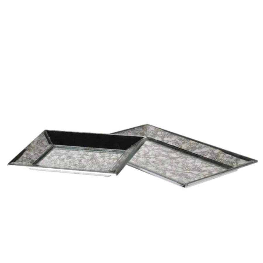 Clearance Set Of 2 Glass Trays