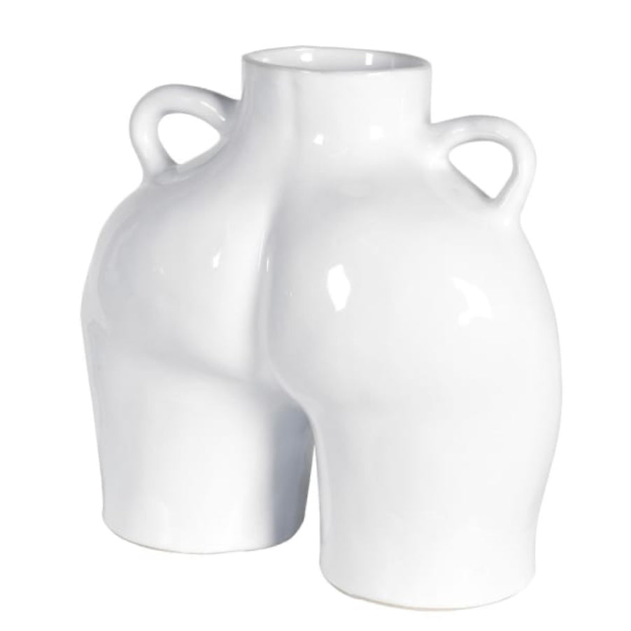 ‘Love Handles’ White Glazed Vase