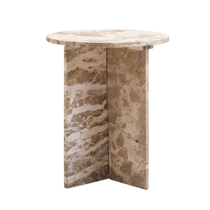 Tides Design Santino Round Chocolate Marble Side Table