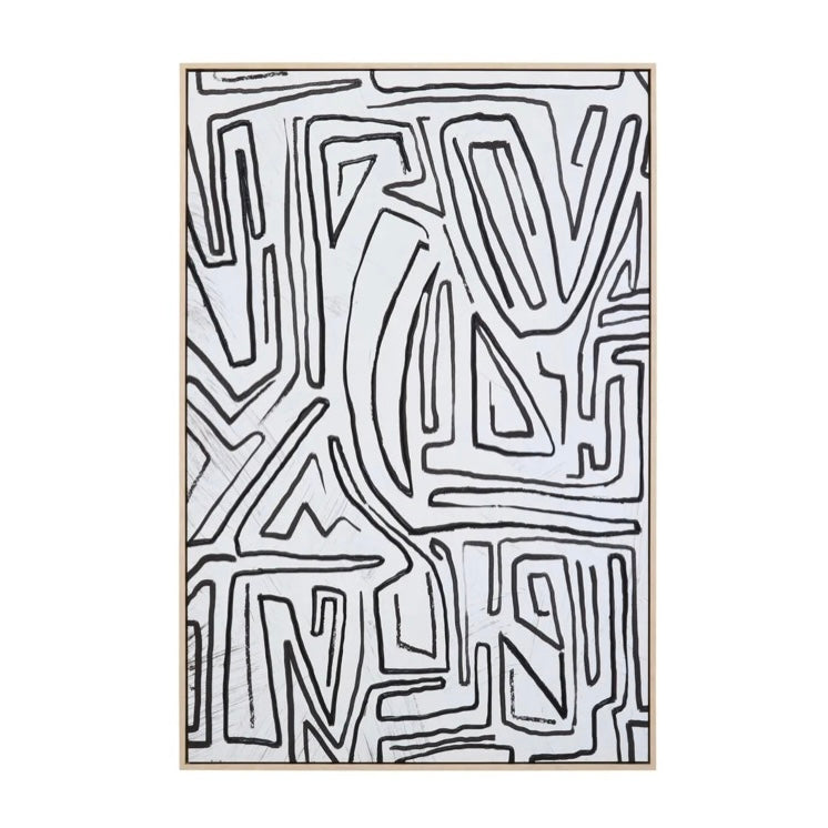 Abstract Black and Cream Textured Wall Art | Modern Geometric Canvas