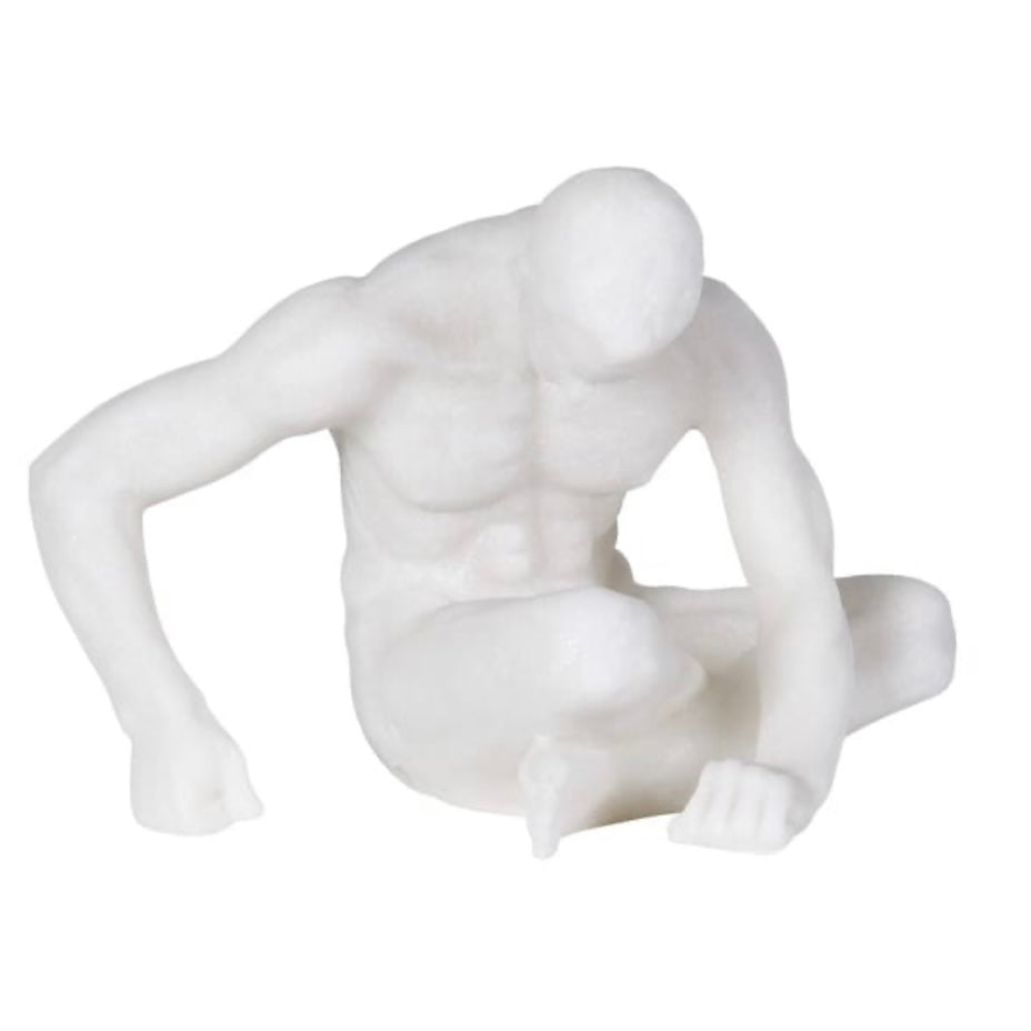 White Sitting Male Sculpture