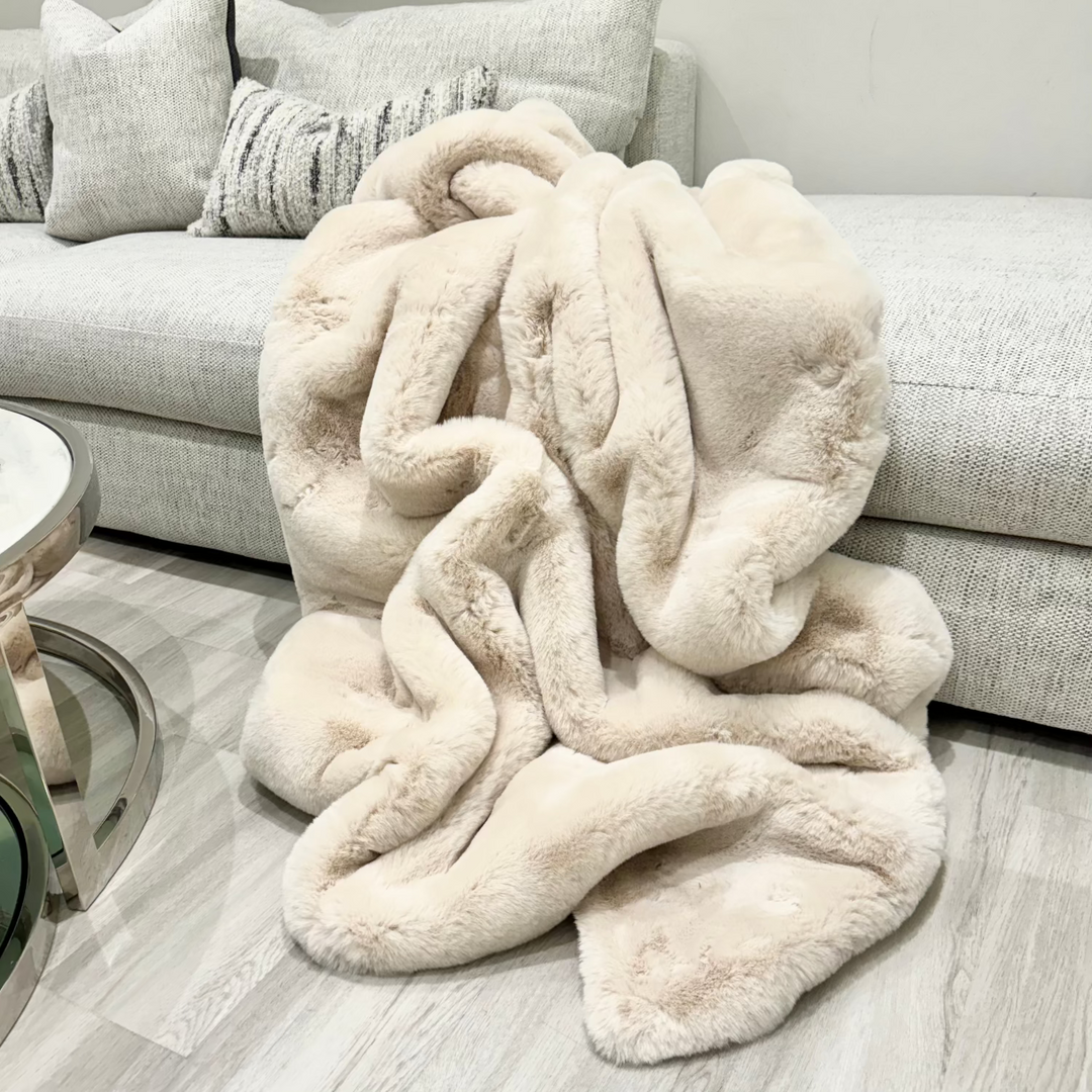 Beige faux fur throw hotsell